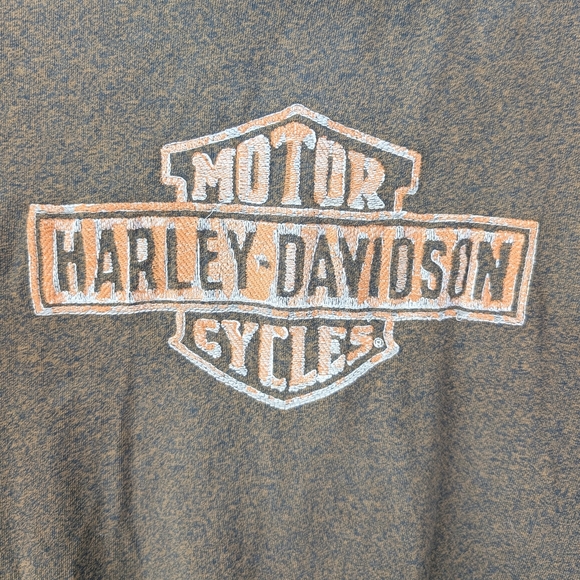 Harley-Davidson Men's Long Sleeve Tee In Kaki-Green and Orange - Size M - Picture 6 of 9